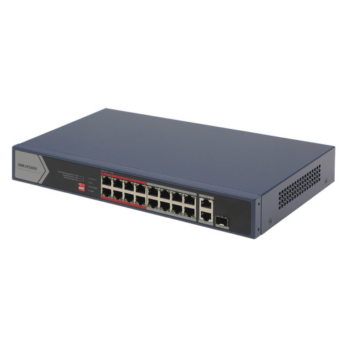 Коммутатор Hikvision DS-3E0318P-E/M(B) 17x100Mb 1SFP 16PoE+ 135W неуправляемый