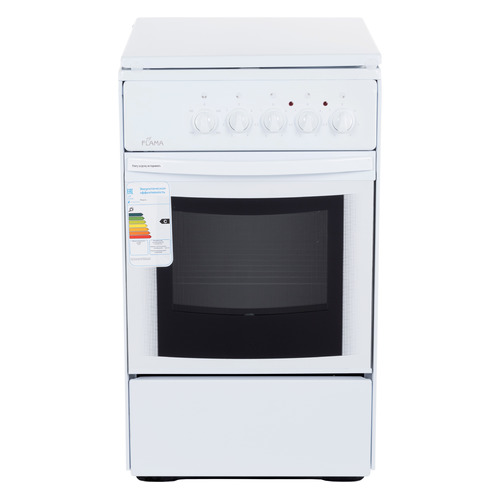 Электрическая плита Flama AE 1409 W, эмаль, металлическая крышка, белый