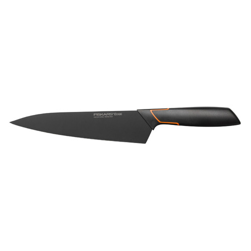Нож кухонный Fiskars Edge, разделочный, 190мм, заточка прямая, стальной, черный/оранжевый [1003094]