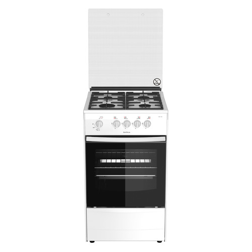 Газовая плита Darina 1B1 GM 341 002 W, газовая духовка, стеклянная крышка, чугун, белый [000053484]