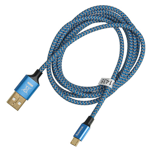 Кабель HAMA 00178289, micro USB (m) - USB (m), 1.5м, в оплетке, синий