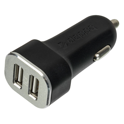 Автомобильное зарядное устройство Deppa GA-3003W, 2xUSB, 8-pin Lightning (Apple), 2.4A, черный [11285]