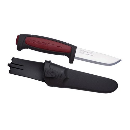 Нож MORAKNIV Pro C, разделочный, 91мм, заточка прямая, стальной, бордовый/черный [12243]