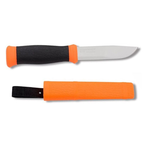 Нож MORAKNIV Outdoor 2000, разделочный, 109мм, заточка прямая, стальной, оранжевый/черный [12057]
