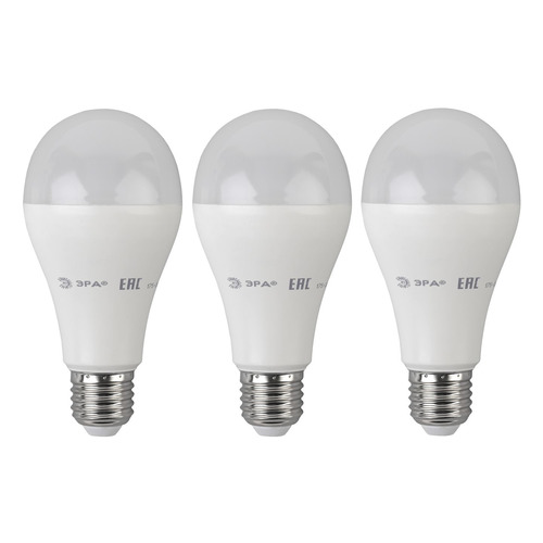 Упаковка ламп LED Эра E27, груша, 19Вт, 6000К, белый холодный, A65-19W-860-E27, 3 шт. [б0038517]