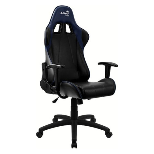 Кресло игровое Aerocool AС100 AIR, на колесиках, ПВХ/полиуретан, черный/синий [aс100 black blue]
