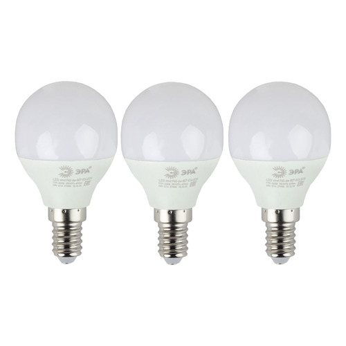 Упаковка ламп LED Эра E14, шар, 6Вт, 2700К, белый теплый, Р45-6W-827-E14, 3 шт. [б0020626]