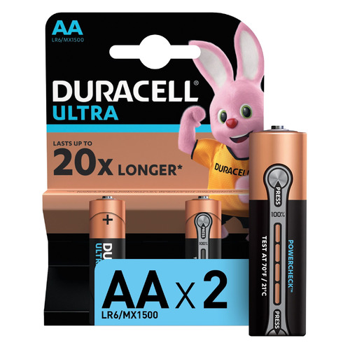 AA Батарейка Duracell Ultra LR6-2BL MX1500, 2 шт