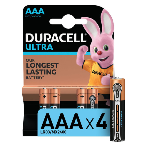 AAA Батарейка Duracell Ultra Power LR03-4BL MX2400, 4 шт