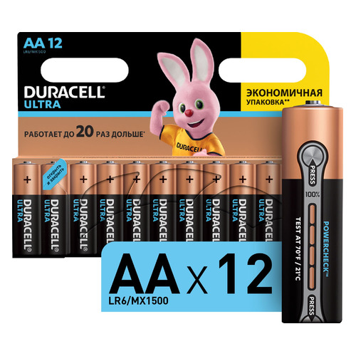 AA Батарейка Duracell Ultra LR6-12BL MX1500, 12 шт