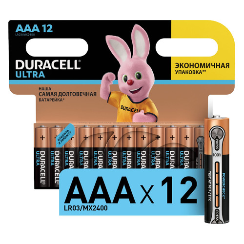 AAA Батарейка Duracell Ultra Power LR03-12BL MX2400, 12 шт