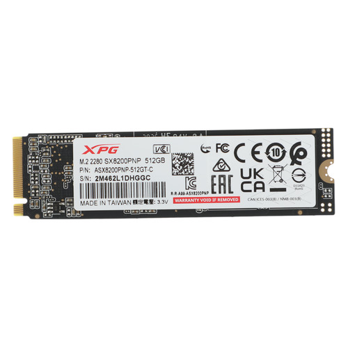 SSD накопитель A-Data XPG SX8200 Pro ASX8200PNP-512GT-C 512ГБ, M.2 2280, PCI-E x4, NVMe