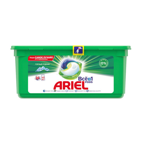 Капсулы для стирки ARIEL Горный родник Всё в 1, 30шт, белое и цветное белье