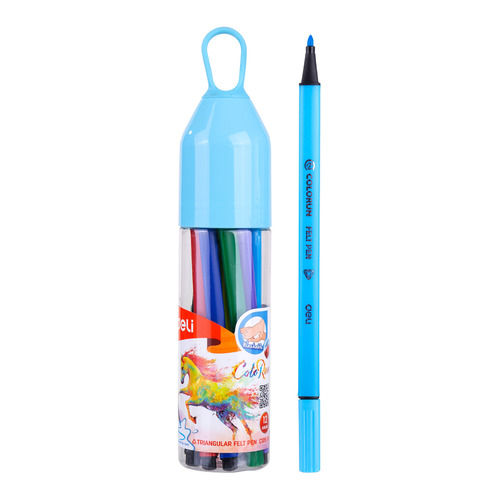 Упаковка фломастеров Deli ColoRun EC10506, смываемые, 12 цв., пластиковая туба