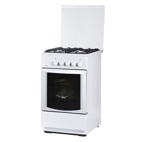 Газовая плита Flama FG 24022 W, газовая духовка, стеклянная крышка, чугун, белый