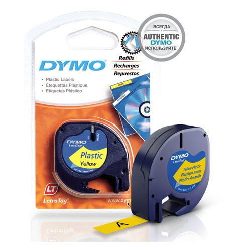 Картридж DYMO LT, черный / желтый / 12мм, черный шрифт, желтый фон, 4м ( S0721620