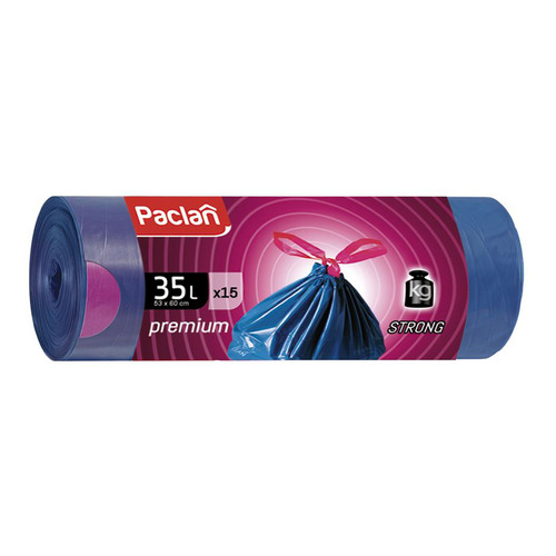 Пакеты мусорные Paclan Premium 35л 30мкм синий в рулоне (упак.:15шт) (402170) 30 шт./кор