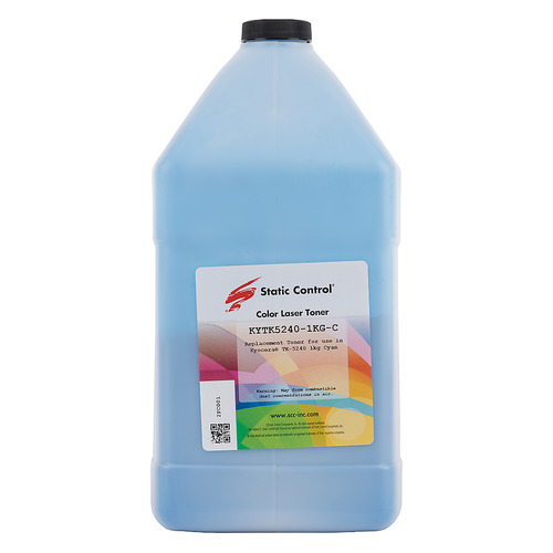 Тонер STATIC CONTROL KYTK5240-1KG-C, для Kyocera Ecosys-P5026/M5526, голубой, 1000грамм, флакон
