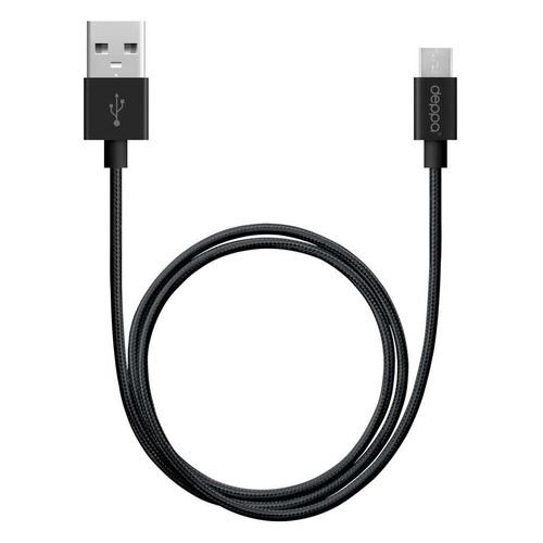 Кабель Deppa Alum, micro USB (m) - USB (m), 1.2м, в оплетке, черный [72256]