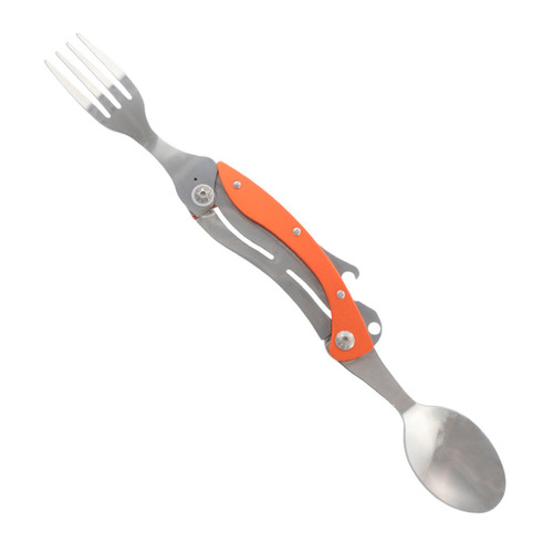 Cтоловый прибор многофун. AceCamp Folding cutlery (1574) оранжевый нержавеющая сталь д.105мм ш.42мм