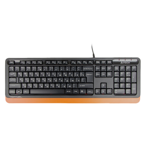 Клавиатура A4TECH Fstyler FK10, USB, черный оранжевый [fk10 orange]