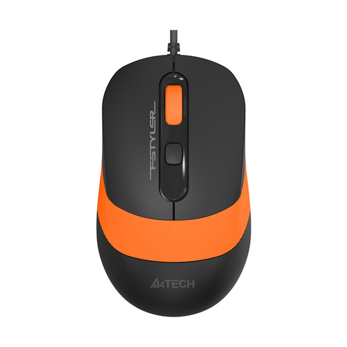 Мышь A4TECH Fstyler FM10, оптическая, проводная, USB, черный и оранжевый [fm10 orange]