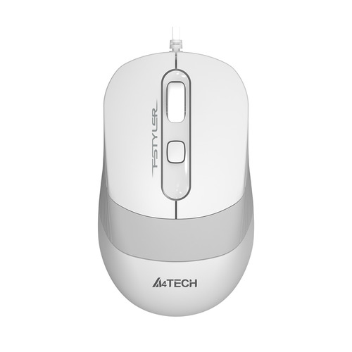 Мышь A4TECH Fstyler FM10, оптическая, проводная, USB, белый и серый [fm10 white]