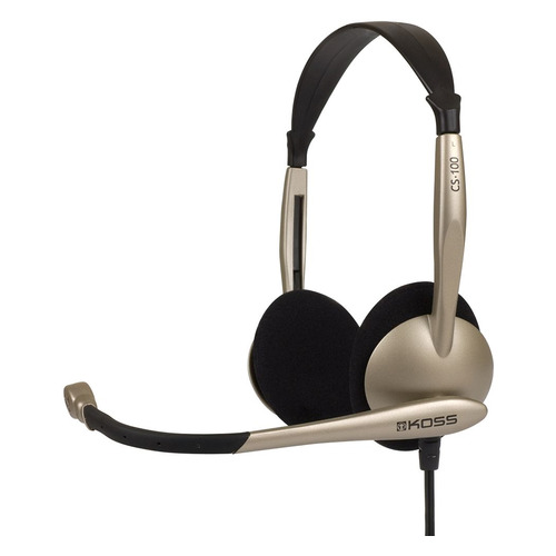 Гарнитура Koss CS100-USB, для компьютера, накладные, черный / золотистый [15116376]