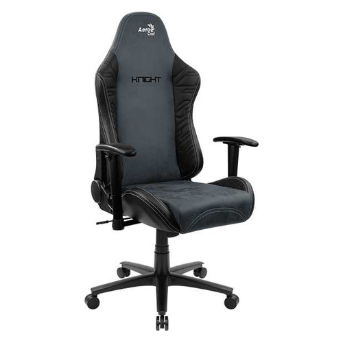 Кресло игровое Aerocool KNIGHT FUZE DUSK Steel Blue, на колесиках, искусственная кожа/ткань, черный/синий