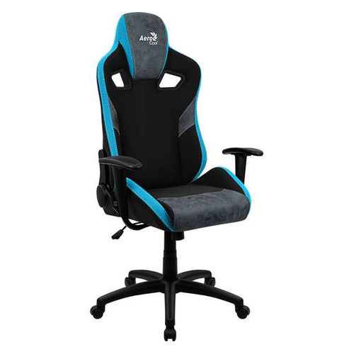 Кресло игровое Aerocool Count Steel Blue, на колесиках, ткань, черный/синий