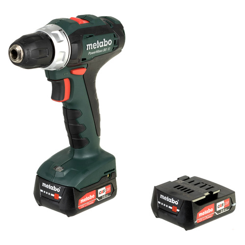 Дрель-шуруповерт METABO PowerMaxx BS 12 2Ач, с двумя аккумуляторами [601036500]