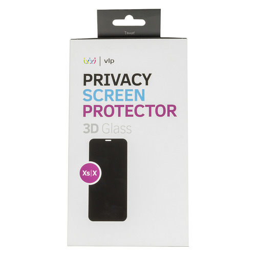 Защитное стекло для экрана VLP Privacy для Apple iPhone X/XS антиблик, 70 х 143 мм, конфиденциальная, 1 шт [vlp-3dglp-ipx]