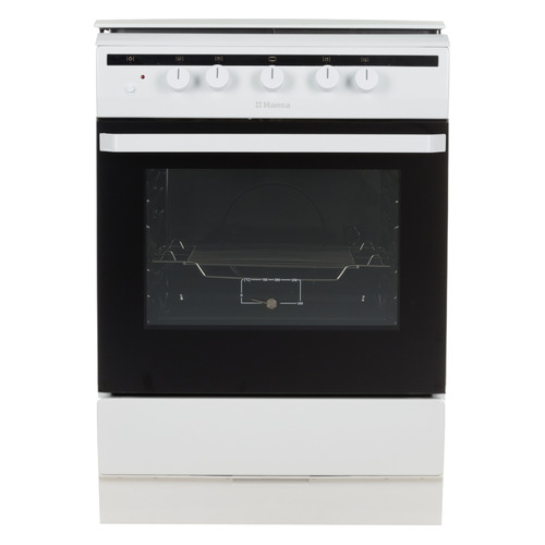 Газовая плита Hansa FCGW63020G, газовая духовка, металлическая крышка, чугун, белый