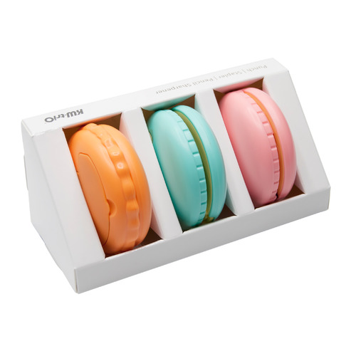 Настольный набор KW-Trio 6351 Macaron, офисный набор : степлер скобы №10, 10 листов, глубина 35мм; дырокол 6 листов, отверстие 6мм; точилка отверстие 6-8мм, 9-12мм . Пластик, цвета ассорти: Оранжевый, Розовый, Зеленый, пластик, 3 [06351]