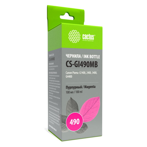 Чернила Cactus CS-GI490MB, для Canon, 100мл, пурпурный