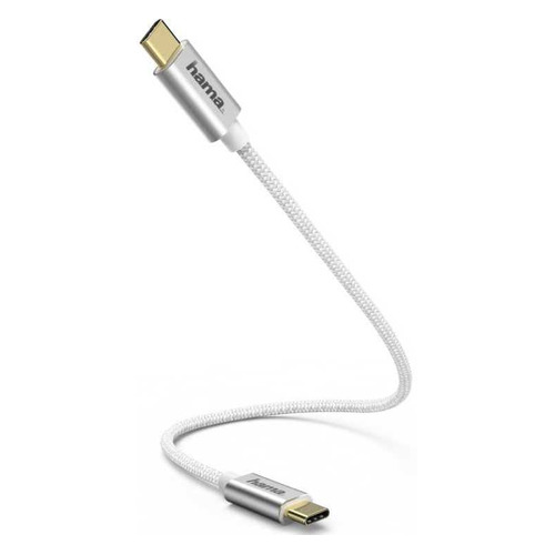 Кабель HAMA 183332, USB Type-C (m) - USB Type-C (m), 0.2м, в оплетке, серебристый