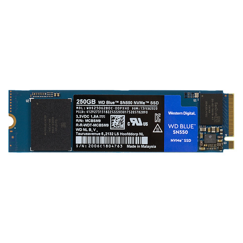 SSD накопитель WD Blue SN550 WDS250G2B0C 250ГБ, M.2 2280, PCI-E x4, NVMe