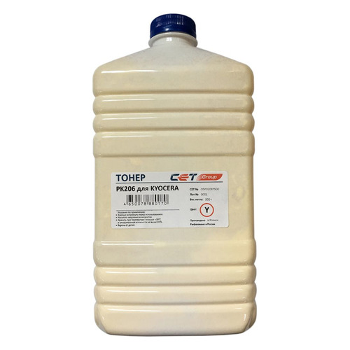 Тонер CET PK206, для Kyocera Ecosys M6030cdn/6035cidn/6530cdn/P6035cdn, желтый, 500грамм, бутылка