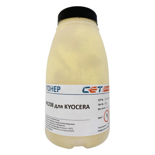 Тонер CET PK208, для Kyocera Ecosys M5521cdn/M5526cdw/P5021cdn/P5026cdn, желтый, 50грамм, бутылка