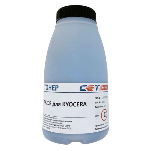 Тонер CET PK208, для Kyocera Ecosys M5521cdn/M5526cdw/P5021cdn/P5026cdn, голубой, 50грамм, бутылка