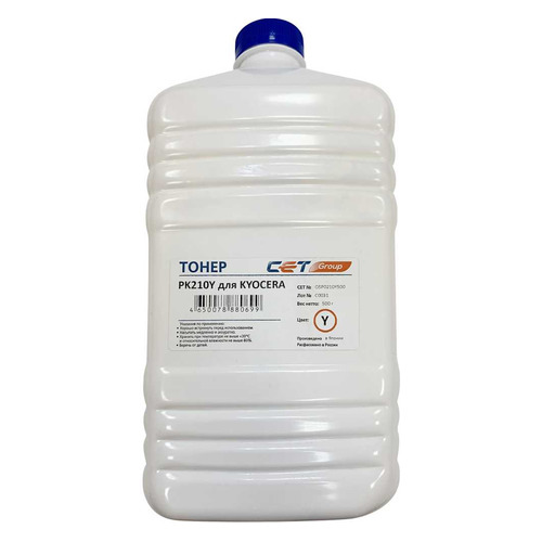 Тонер CET PK210, для Kyocera Ecosys P6230cdn/6235cdn/7040cdn, желтый, 500грамм, бутылка