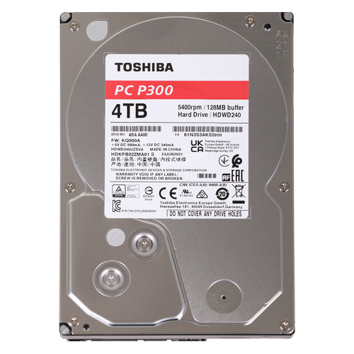 Жесткий диск Toshiba P300 HDWD240UZSVA, 4ТБ, HDD, SATA III, 3.5"