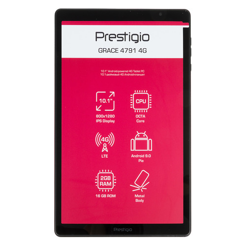 Планшет Prestigio Grace 4791 4G Octa, 2GB, 16GB, 3G, 4G, Android 9.0 темно-серый [ho1pmt47914gdru]