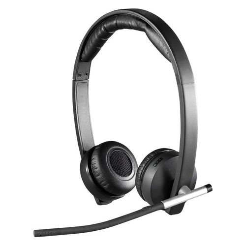 Гарнитура Logitech H820e DUAL, для компьютера, накладные, радио, черный [981-000517]