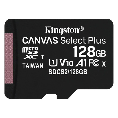 Карта памяти microSDXC UHS-I U1 Kingston Canvas Select Plus 128 ГБ, 100 МБ/с, Class 10, SDCS2/128GBSP, 1 шт
