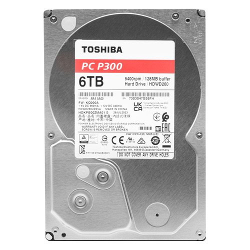 Жесткий диск Toshiba P300 HDWD260UZSVA, 6ТБ, HDD, SATA III, 3.5"