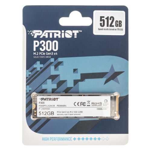 SSD накопитель Patriot P300 P300P512GM28 512ГБ, M.2 2280, PCI-E x4, NVMe
