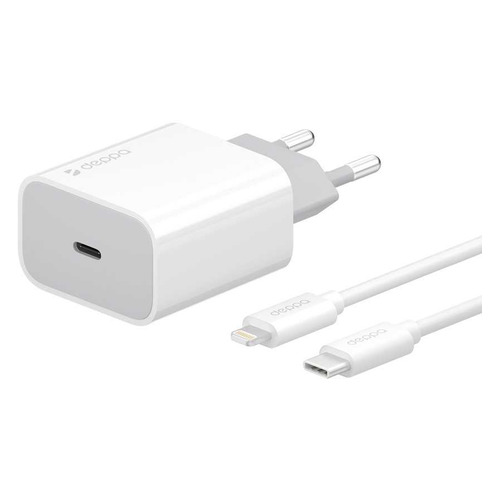 Сетевое зарядное устройство Deppa Ultra, USB type-C, 8-pin Lightning (Apple), 2A, белый [11392]