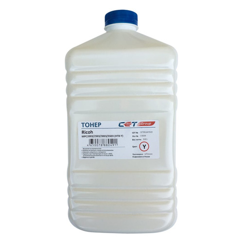 Тонер CET HT8-Y, для RICOH MPC2011/C2004/C2504/C3003/C307, IMC3000, желтый, 500грамм, бутылка