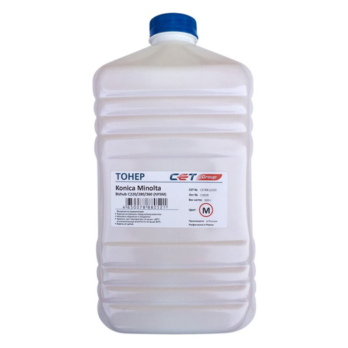 Тонер CET NF5M, для Konica Minolta Bizhub C220/280/360, пурпурный, 500грамм, бутылка
